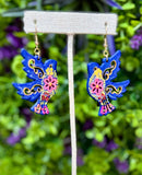 Golondrina Wooden Hand Painted Earrings - Cielito Lindo