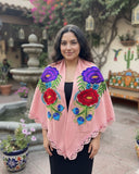 Mexican Floral Blush Pink Shawl