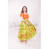 Mexican Folklorico Green Floral Skirt