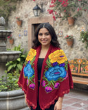 Mexican Floral Red Shawl