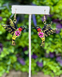 Hand Painted Wooden Hummingbird Earrings - Cielito Lindo