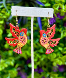 Golondrina Wooden Hand Painted Earrings - Cielito Lindo