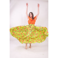 Mexican Folklorico Lime Green Floral Skirt