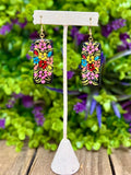 Hand Painted Wooden Floral Earrings - Cielito Lindo