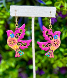 Golondrina Wooden Hand Painted Earrings - Cielito Lindo