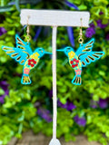 Hand Painted Wooden Hummingbird Earrings - Cielito Lindo