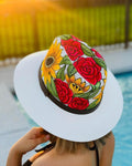 Hand painted Mexican hat Roses & Sunflowers