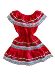 Girls Mexican Red Tricolor Dress
