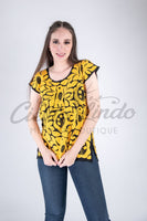 Jalapa Black Top with Multicolor Embroidery