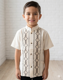 Boys Guayabera Maya Ivory - Cielito Lindo