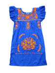 Blue and Orange Embroidered Dress