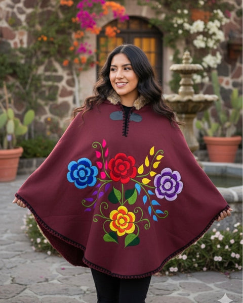Mexican Hooded Mañanita Hand Embroidered
