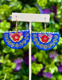 Hand Painted Wooden Fan Earrings - Cielito Lindo