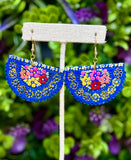 Hand Painted Wooden Fan Earrings - Cielito Lindo