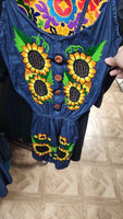 Mexican Embroidered Denim Romper - Cielito Lindo