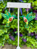 Hand Painted Wooden Hummingbird Earrings - Cielito Lindo
