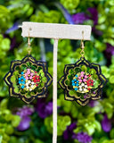Hand Painted Wooden Mandala Earrings - Cielito Lindo