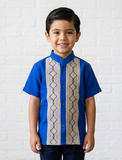 Boys Guayabera Maya Royal Blue - Cielito Lindo
