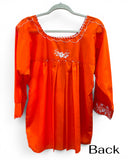 San Antonino Mexican Blouse 3/4 Sleeve Lavender Orange