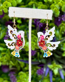 Golondrina Wooden Hand Painted Earrings - Cielito Lindo