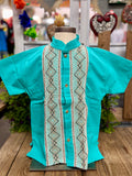 Boys Guayabera Maya Mint - Cielito Lindo