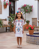 Mexican Puebla Dress for Girls White - Cielito Lindo
