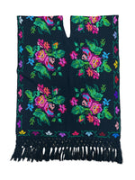Mexican Floral Poncho Black