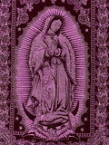 Mexican Our Lady of Guadalupe Baroque Shawl Scarf Magenta