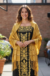 Sara Mexican Strapless Dress Black and Gold