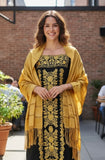 Sara Mexican Strapless Dress Black and Gold