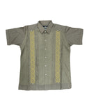 Brown Guayabera with Embroidery for Men Linen Short Sleeve