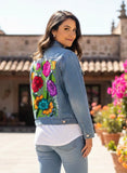 Denim Floral Embroidered Jacket