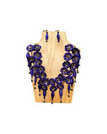 Floral Palm Leaf Purple Necklace & Earrings