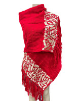 Fine loomed shawl with floral embroidery