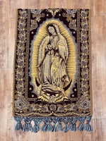 Mexican Our Lady of Guadalupe Baroque Shawl Scarf Yellow