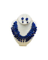 Handmade Ixtle Necklace & Earrings Royal Blue