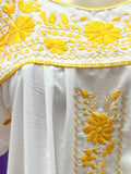 Puebla White and Yellow Mini Dress