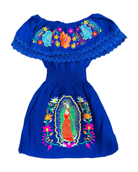 Virgencita Girls Dress Royal Blue