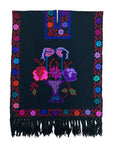 Mexican Floral Poncho Black