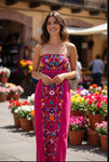 Sara Mexican Strapless Dress Hot Pink