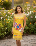 Teresa Embroidered Mexican Dress Yellow