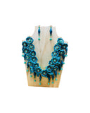 Floral Palm Leaf Teal Necklace & Earrings