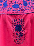 Puebla Hot Pink and Blue Knee Dress