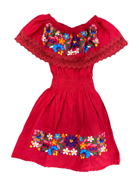 Mexican Girl Florecitas Dress Red