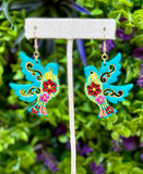 Golondrina Wooden Hand Painted Earrings - Cielito Lindo