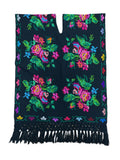 Mexican Floral Poncho Black