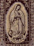 Mexican Our Lady of Guadalupe Baroque Shawl Scarf Maroon
