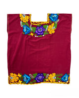 Zina Burgundy Top with Multicolor Embroidery