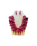 Floral Palm Leaf Red Necklace & Earrings