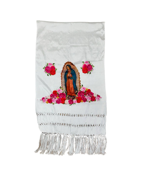Lady of Guadalupe White Silky Shawl